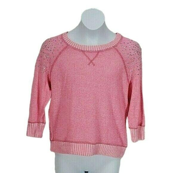Justice Girl's Pink Jeweled Sweater SZ 14 - Picture 1 of 7